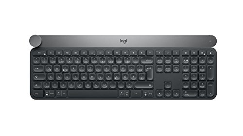 Logitech Craft Kabellose Tastatur, Bluetooth & 2.4 GHz Wireless Verbindung, Programmierbarer Drehregler, Automatische Tastenbeleuchtung, Multi-Device, PC/Mac/Laptop, Deutsches QWERTZ-Layout - Graphit